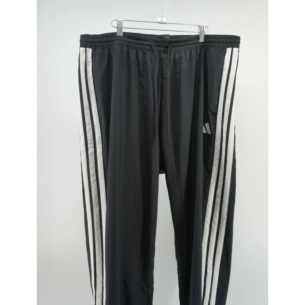 Adidas straight leg Striped Track Pants Athleisure Casual Black White Men's XXL